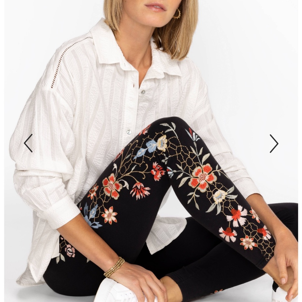 Johnny Was Black Embroidered Clara Legging XS